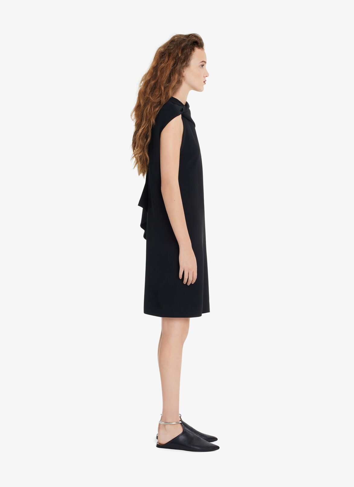 CADY SLEEVELESS SCARF DRESS ALAÏA BLACK CADY SLEEVELESS SCARF DRESS
